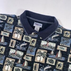 Windham‎ Pointe XXL Mens Tropical Lighthouse Sailboat Print Polo Shirt